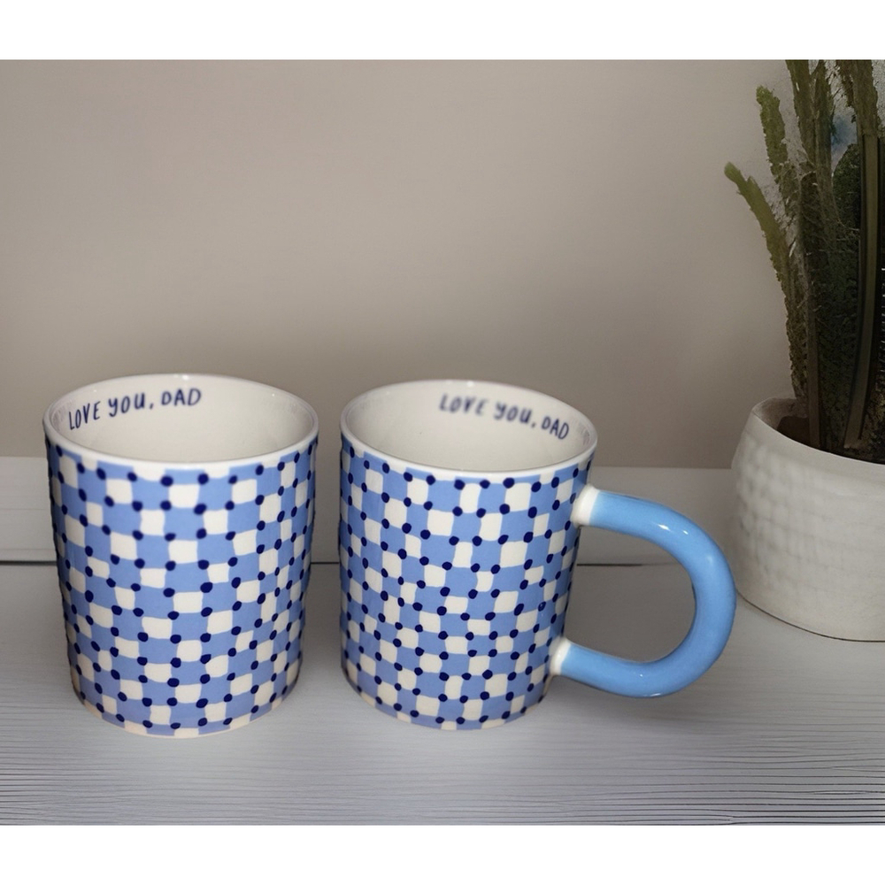 Special Occasion “Love You, Dad” Mug• Blue Gingham Plaid| perfect gift for Men